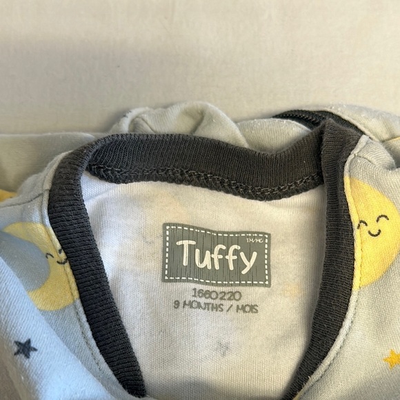 ⭐️ Tuffy Grey and Yellow onesie sleeper with embroidered lamb and moon Print - Picture 2 of 3